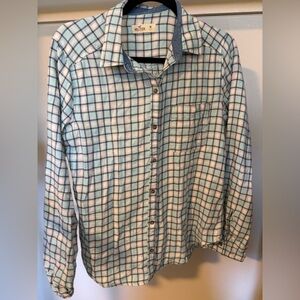 Hollister Blue and White Plaid Button Down Shirt